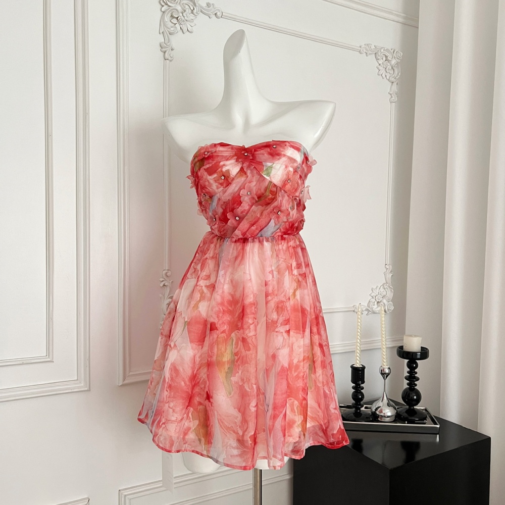 Sequins chiffon laminated fold beads dress for women