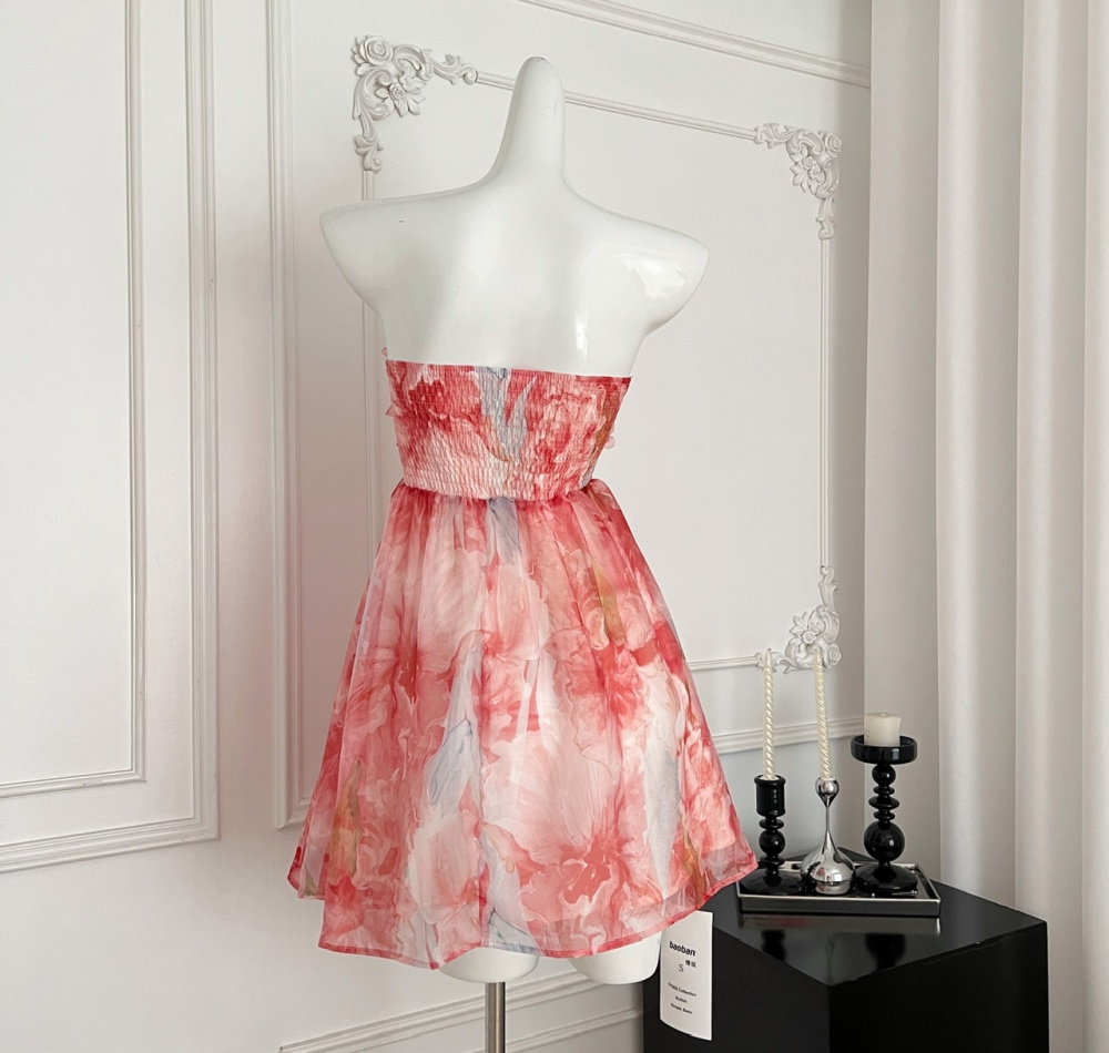 Sequins chiffon laminated fold beads dress for women