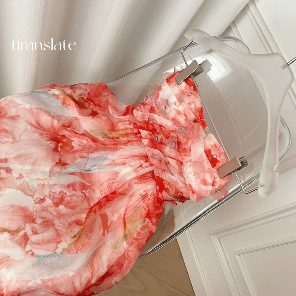Sequins chiffon laminated fold beads dress for women