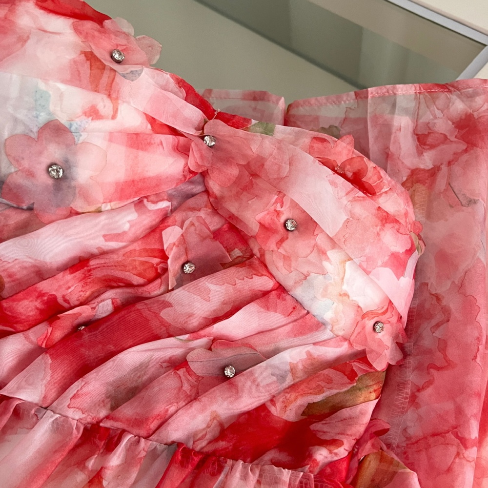 Sequins chiffon laminated fold beads dress for women