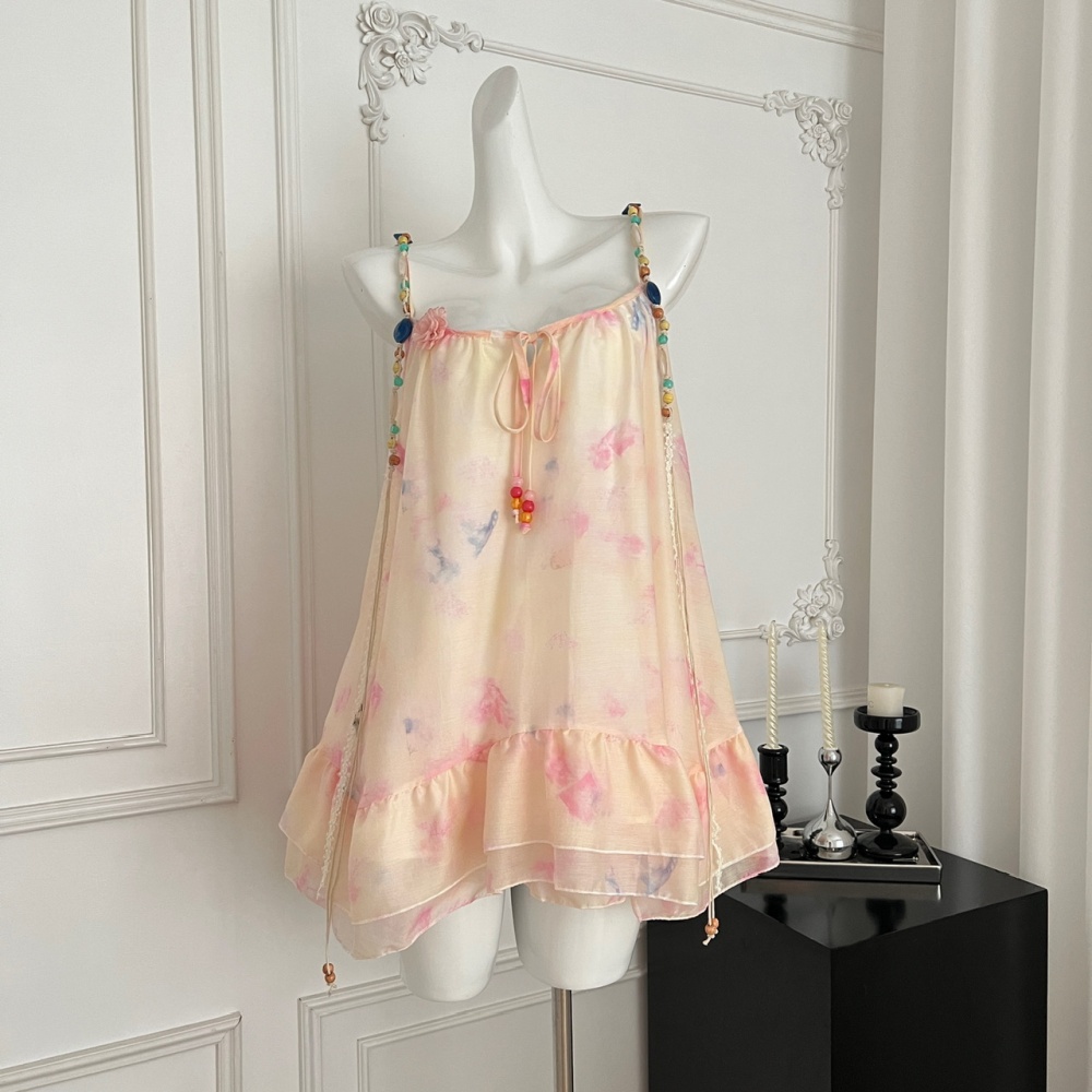 Floral niche tops temperament short skirt a set