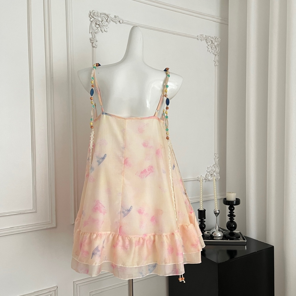 Floral niche tops temperament short skirt a set