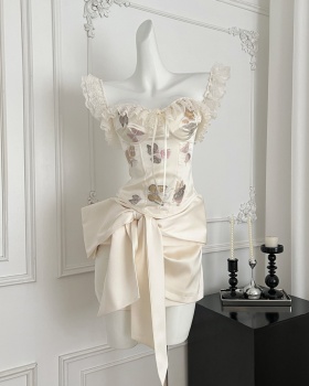 France style bow tops enticement sling short skirt a set