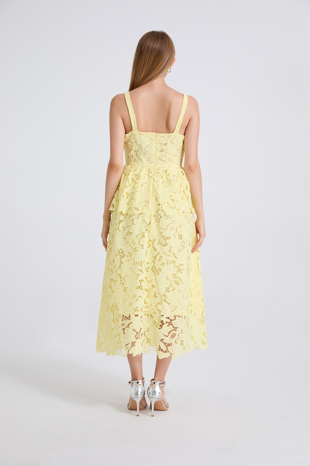 High waist hollow stereoscopic vest sling cake dress
