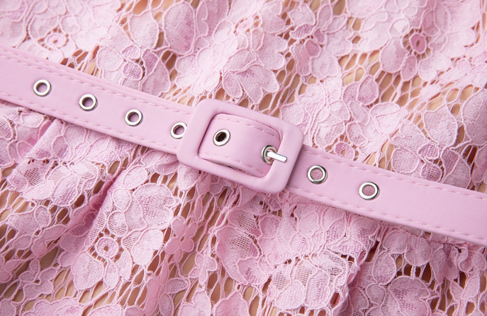 Lace pink high waist rhinestone package hip light luxury dress
