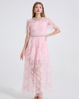 Whole body pearl evening dress slim cake dress