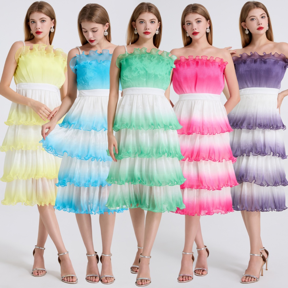 High waist evening dress wrapped chest dress