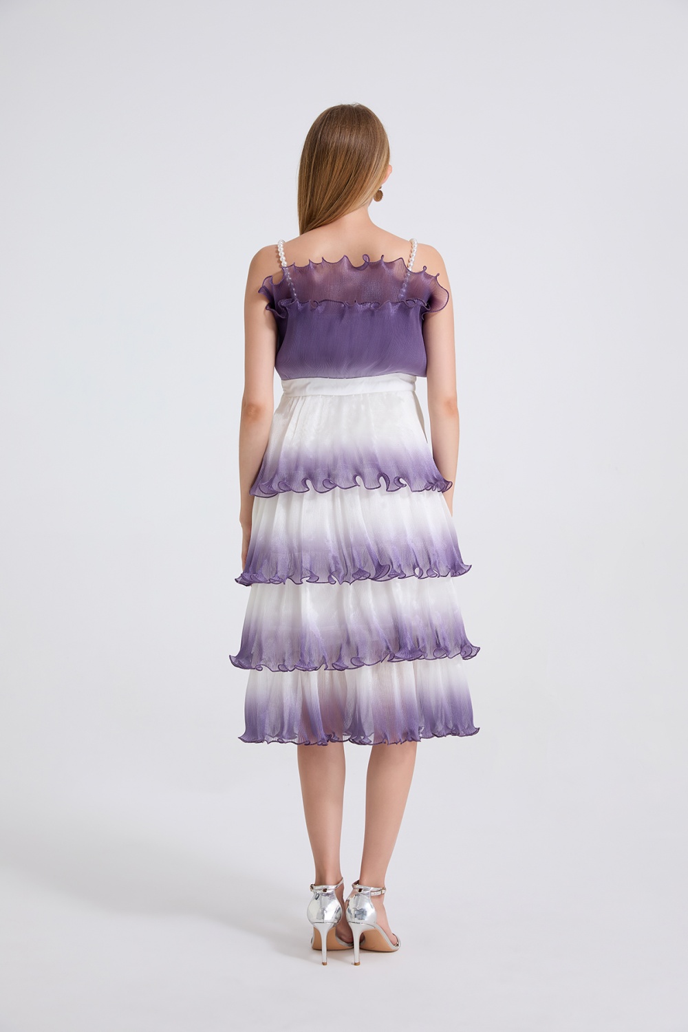 High waist evening dress wrapped chest dress