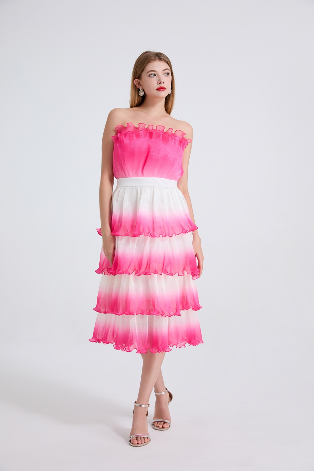High waist evening dress wrapped chest dress