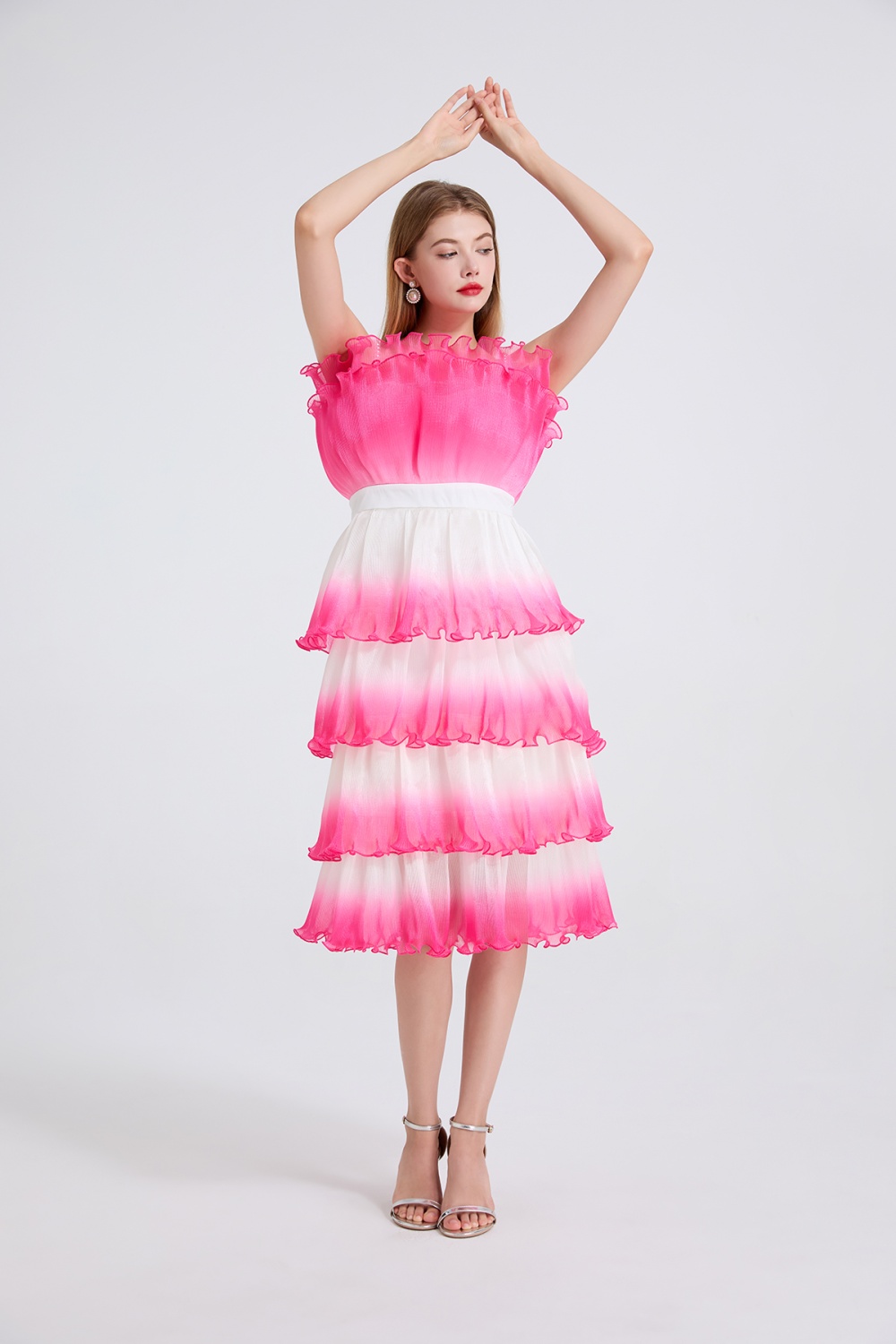 High waist evening dress wrapped chest dress