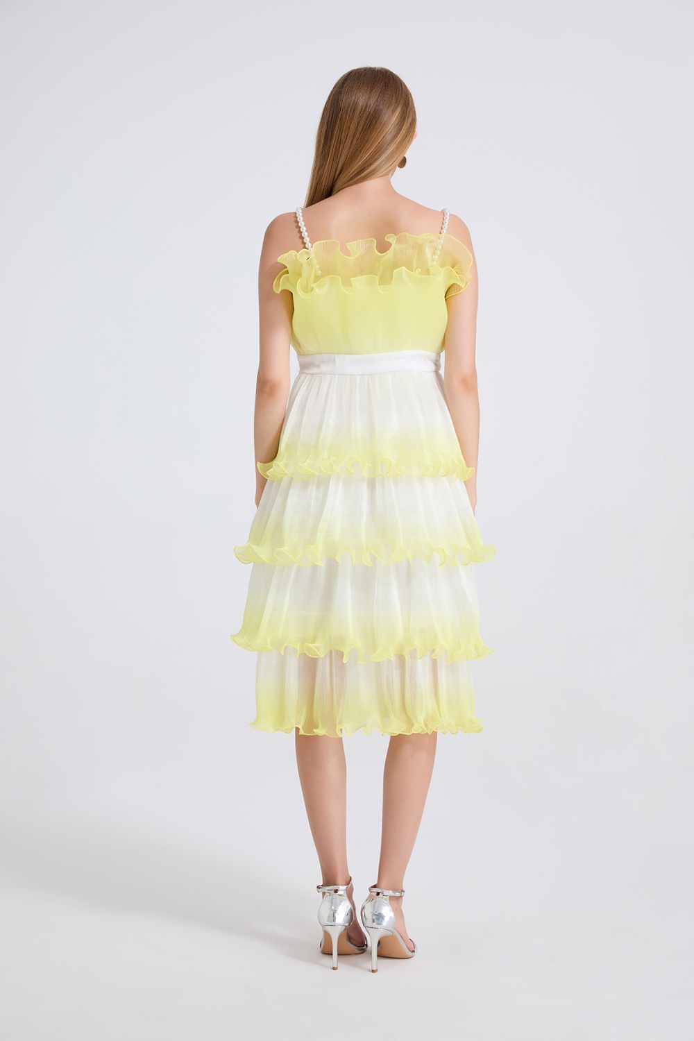 High waist evening dress wrapped chest dress