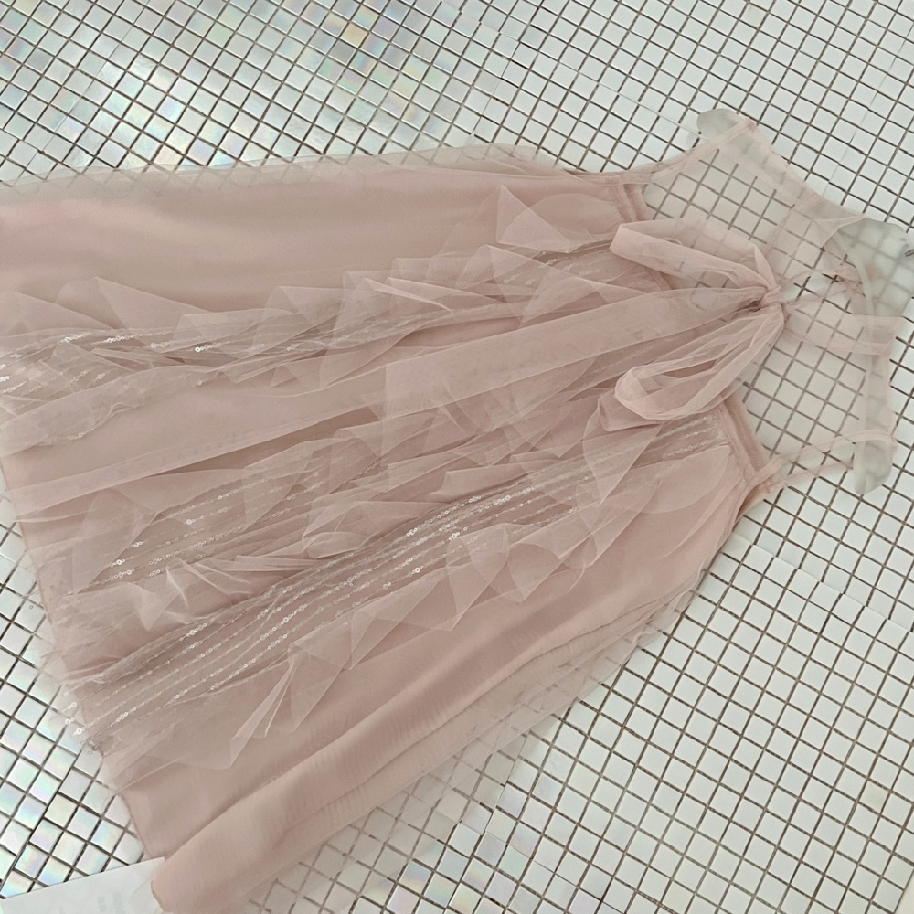 Bow irregular sleeveless gauze frenum enticement dress