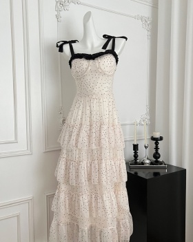 Polka dot conjoined dress summer strap dress