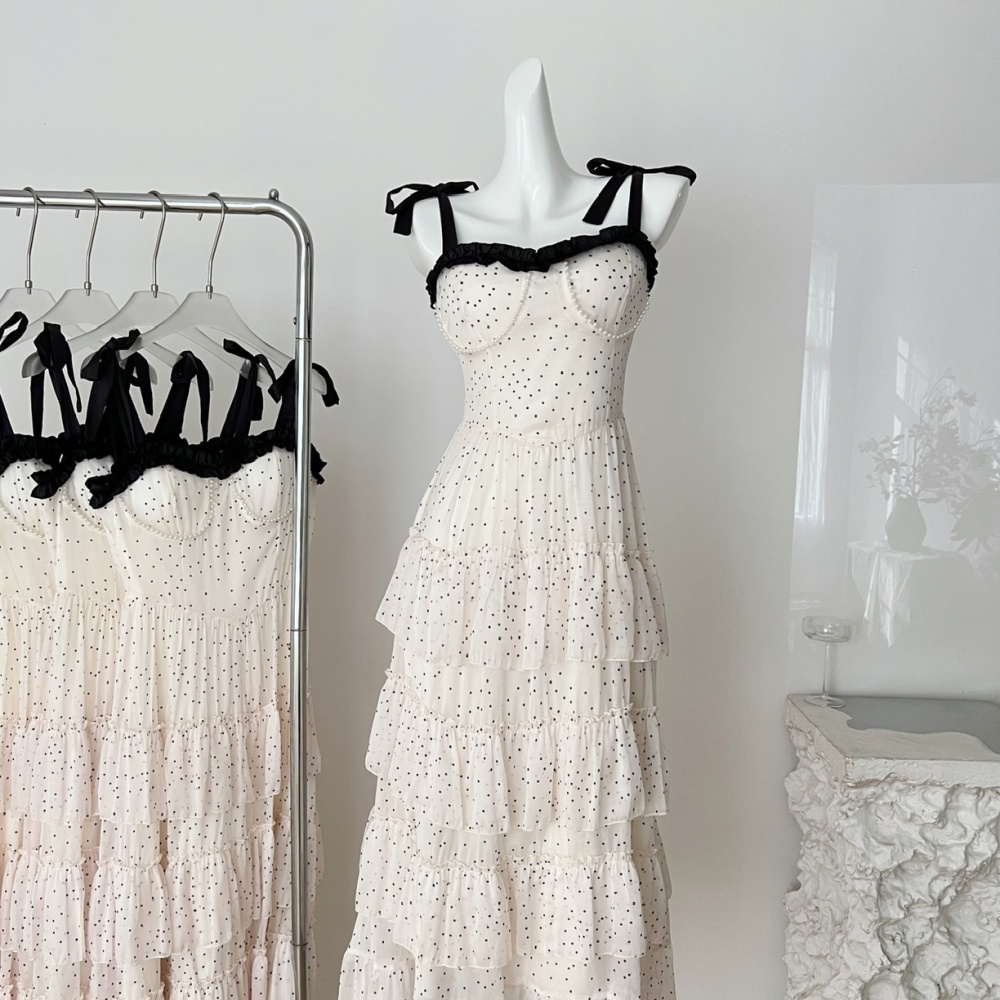 Polka dot conjoined dress summer strap dress
