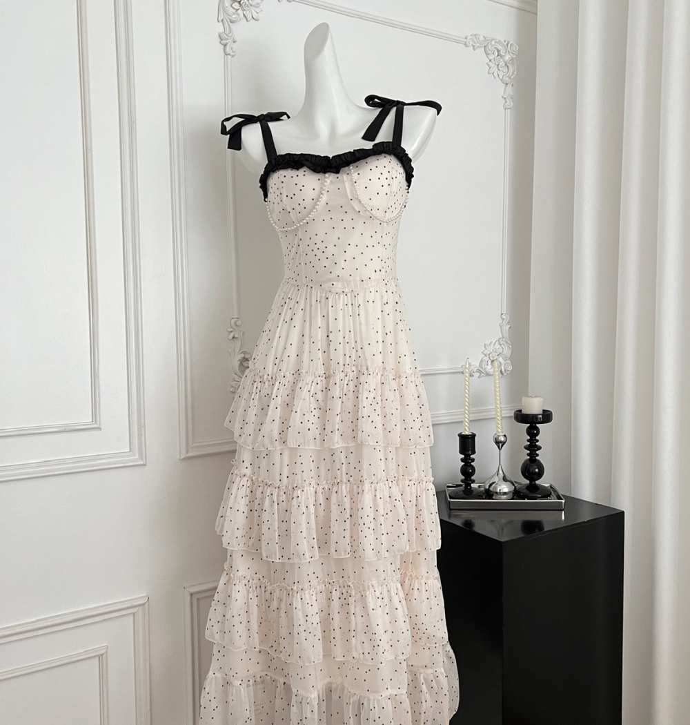 Polka dot conjoined dress summer strap dress