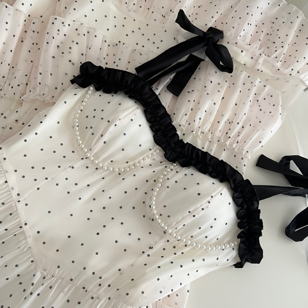 Polka dot conjoined dress summer strap dress