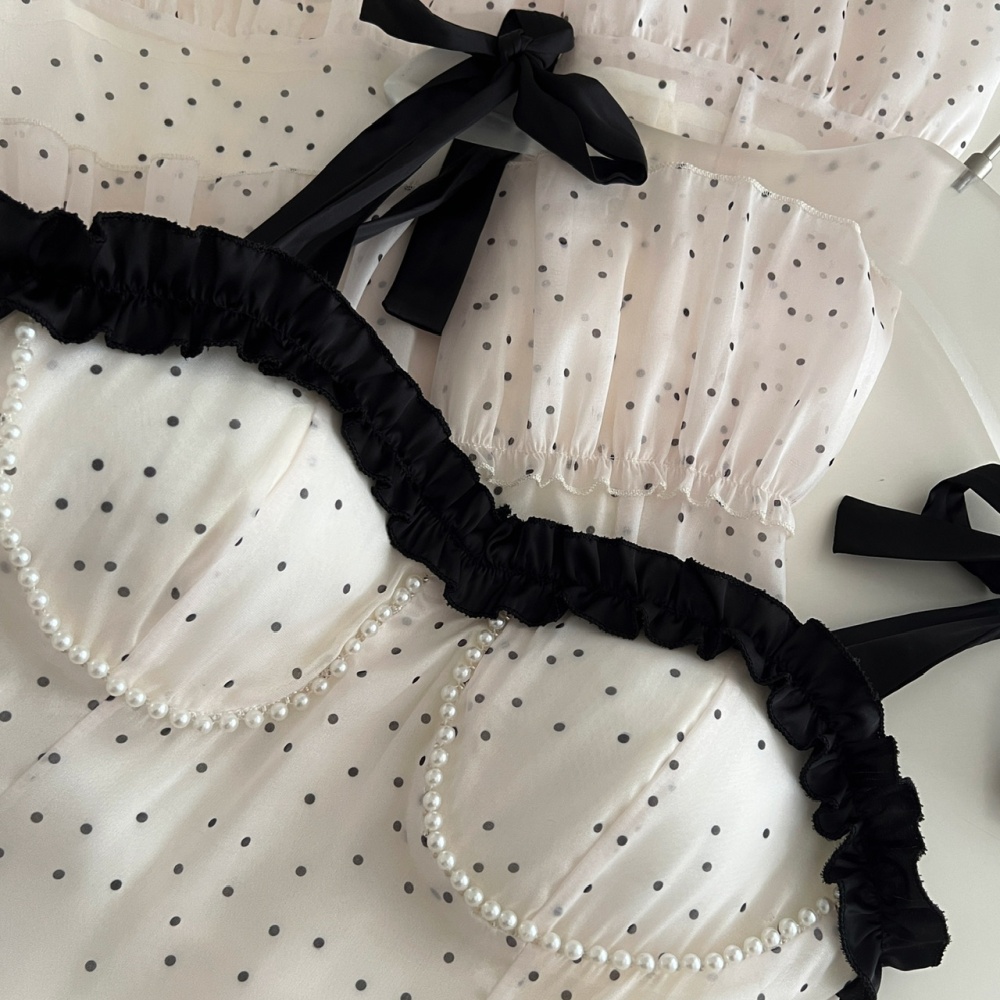 Polka dot conjoined dress summer strap dress