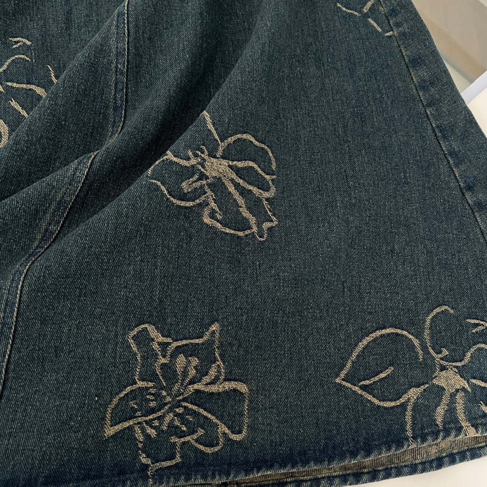 Denim retro cheongsam temperament butterfly dress