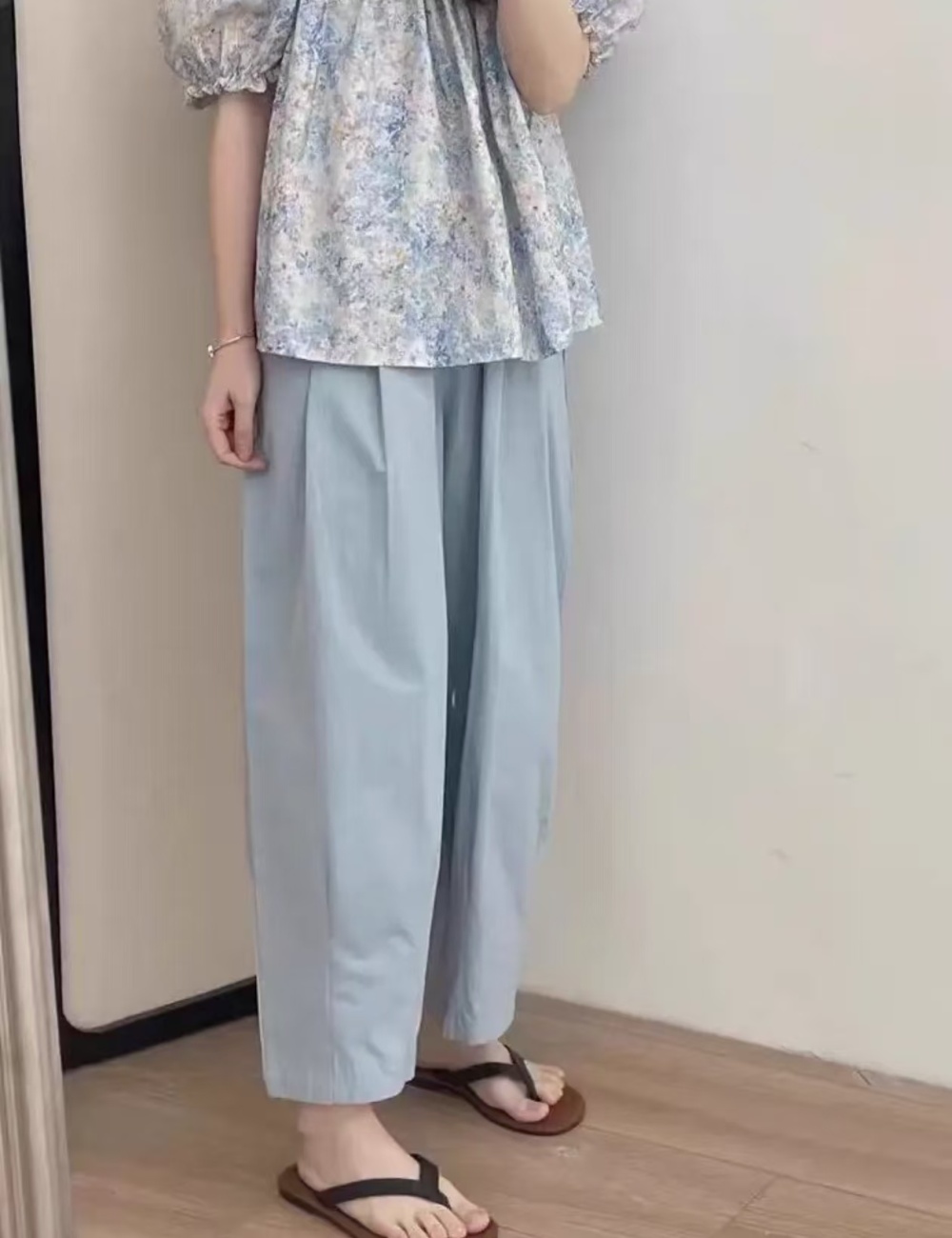 Navy-blue balloon pants large yard casual pants