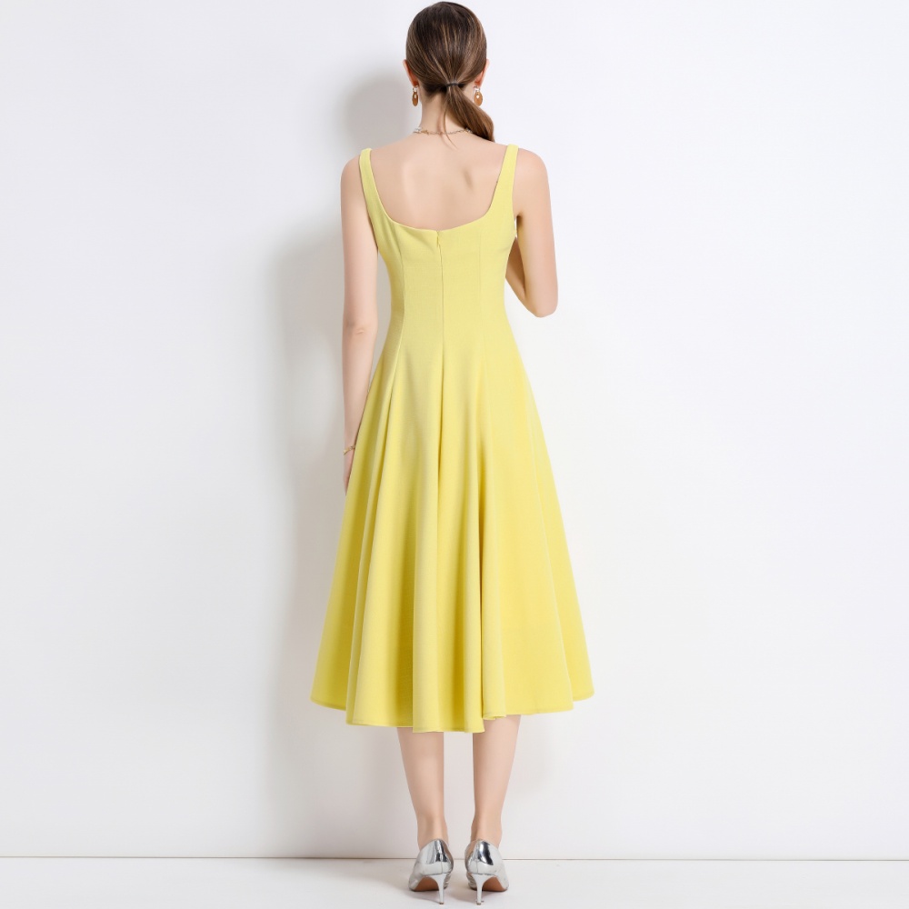 Slim pinched waist elegant sling long temperament dress