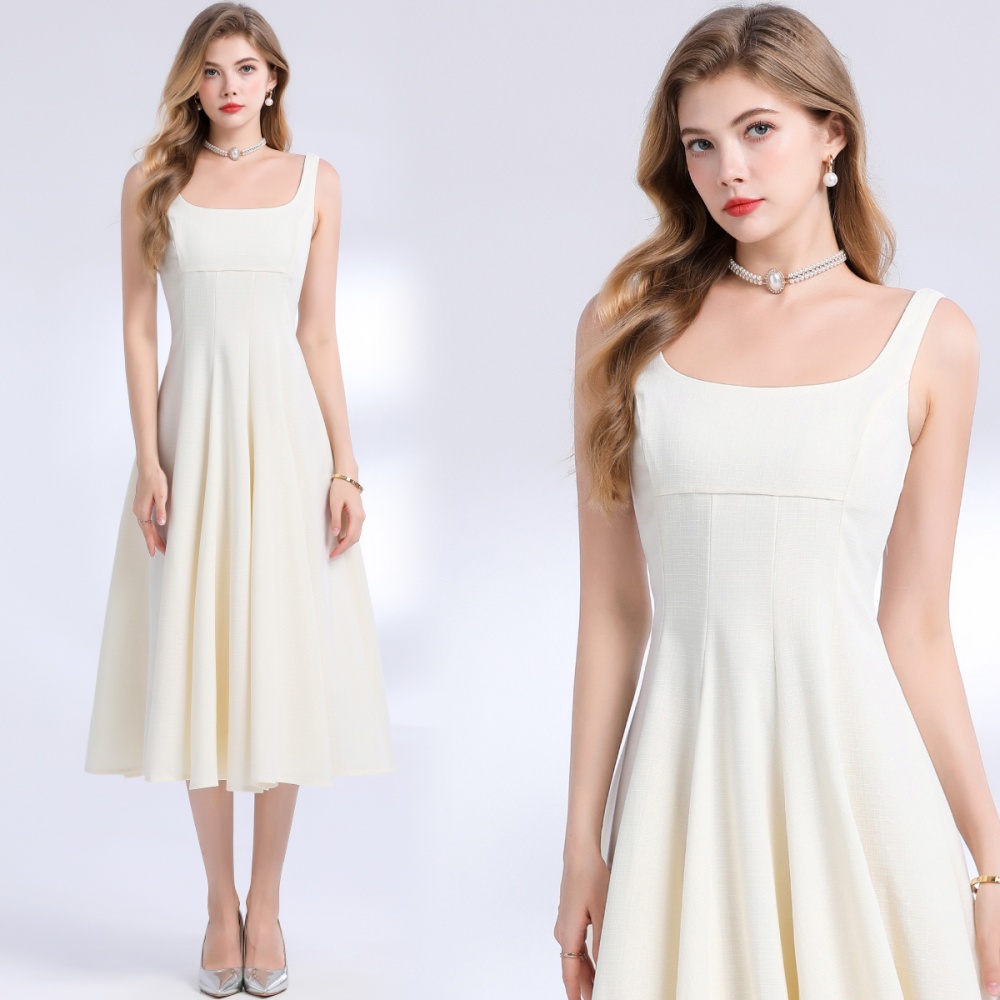 Slim temperament elegant pinched waist sling long dress