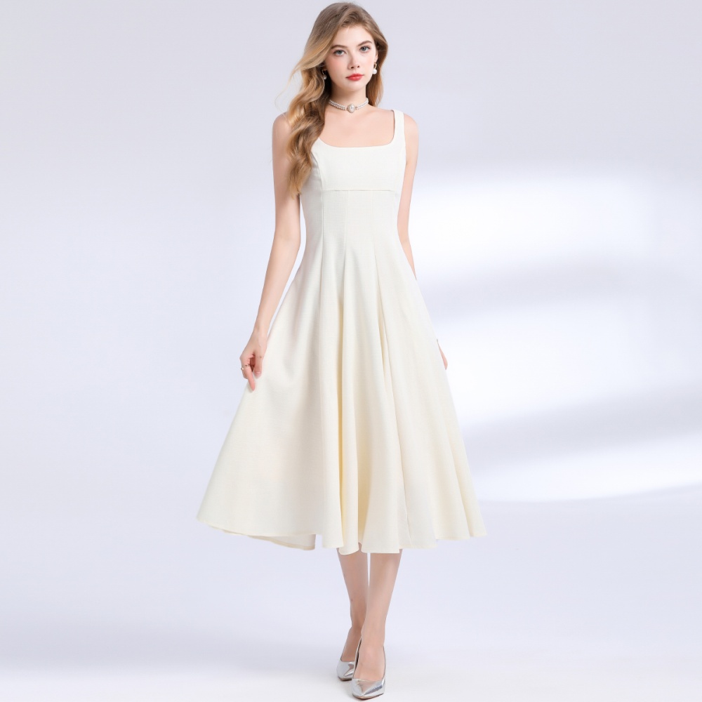 Slim temperament elegant pinched waist sling long dress