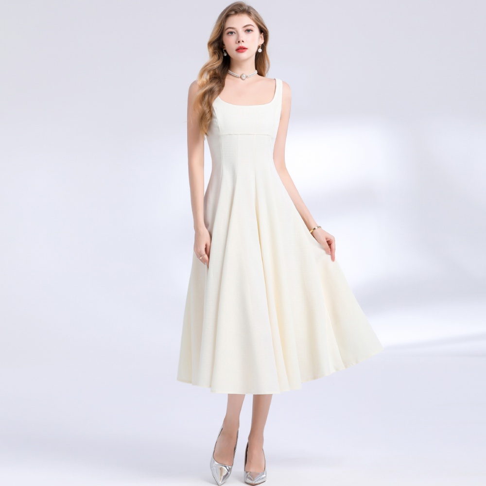 Slim temperament elegant pinched waist sling long dress