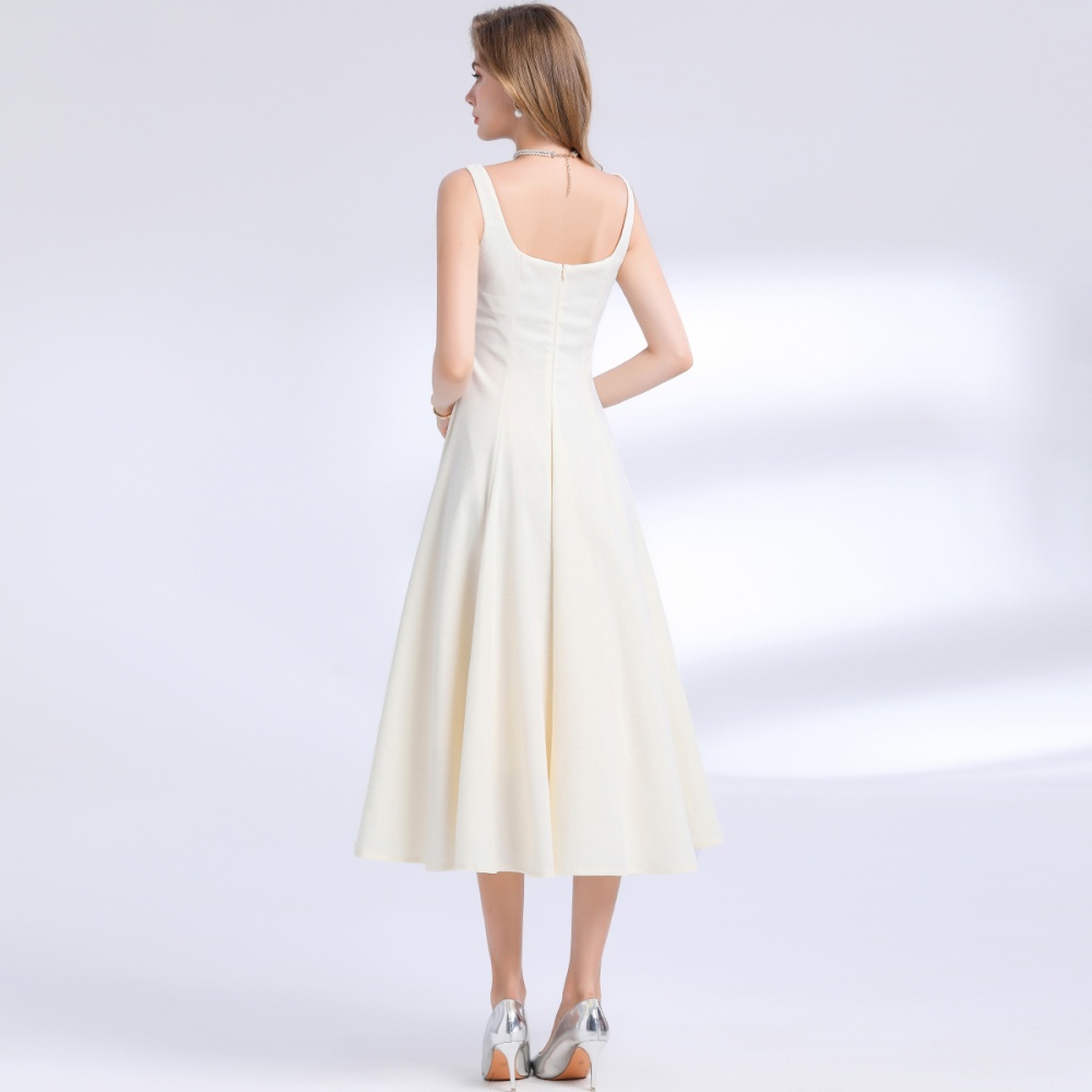 Slim temperament elegant pinched waist sling long dress