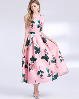 Stereoscopic clipping pinched waist high waist dress
