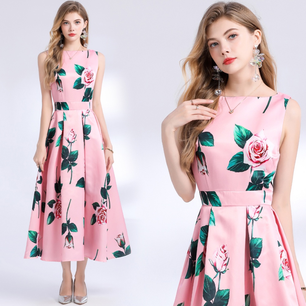 Stereoscopic clipping pinched waist high waist dress