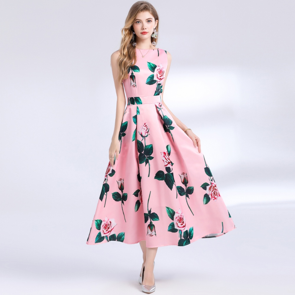 Stereoscopic clipping pinched waist high waist dress