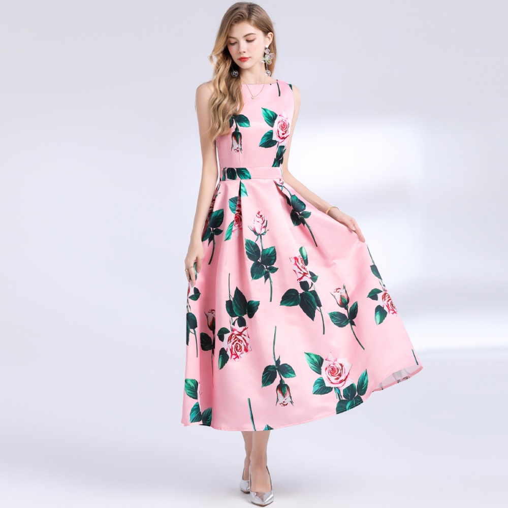 Stereoscopic clipping pinched waist high waist dress