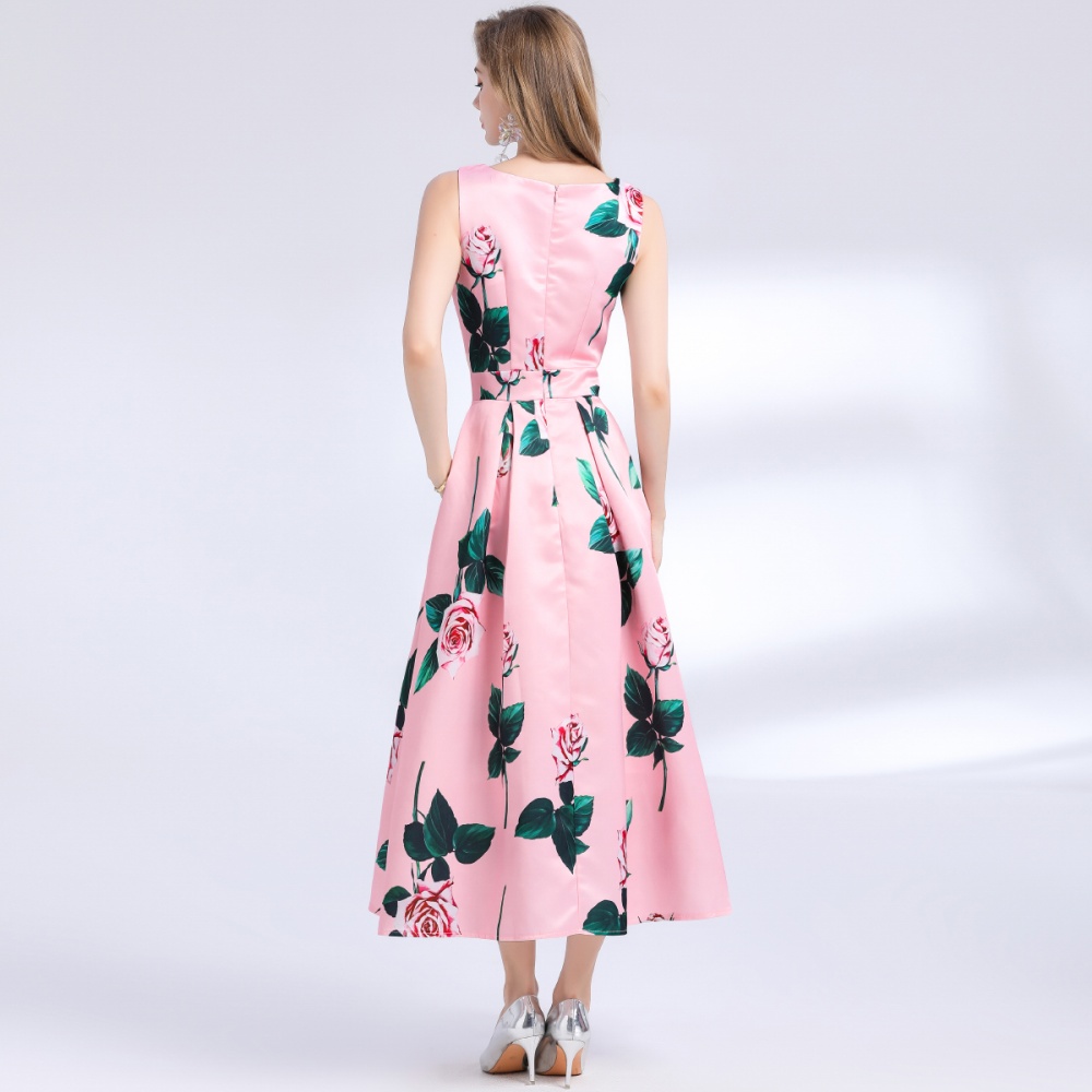 Stereoscopic clipping pinched waist high waist dress