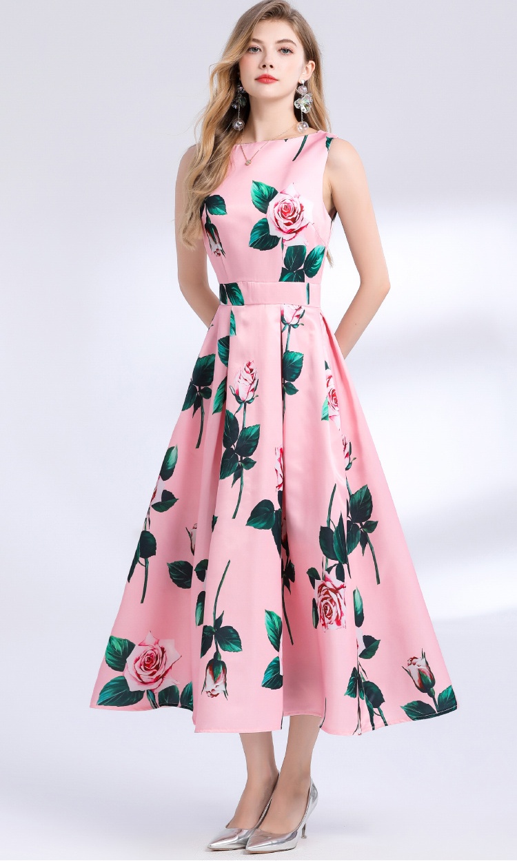 Stereoscopic clipping pinched waist high waist dress