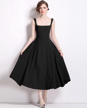 U-neck France style strap dress niche slim dress