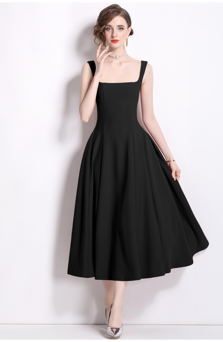 U-neck France style strap dress niche slim dress