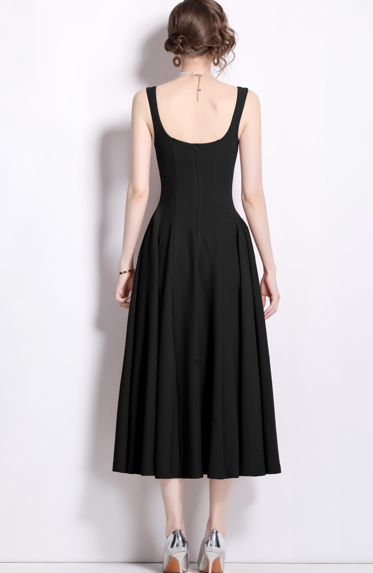 U-neck France style strap dress niche slim dress