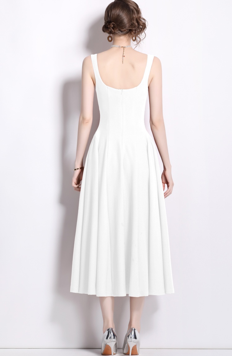 U-neck France style strap dress niche slim dress