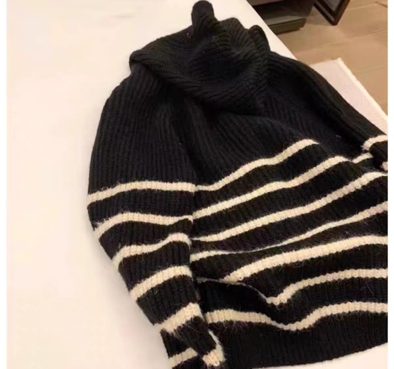 Pocket puppy cardigan loose stripe coat