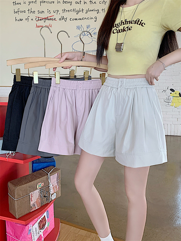 Elastic waist summer wide leg pants A-line shorts