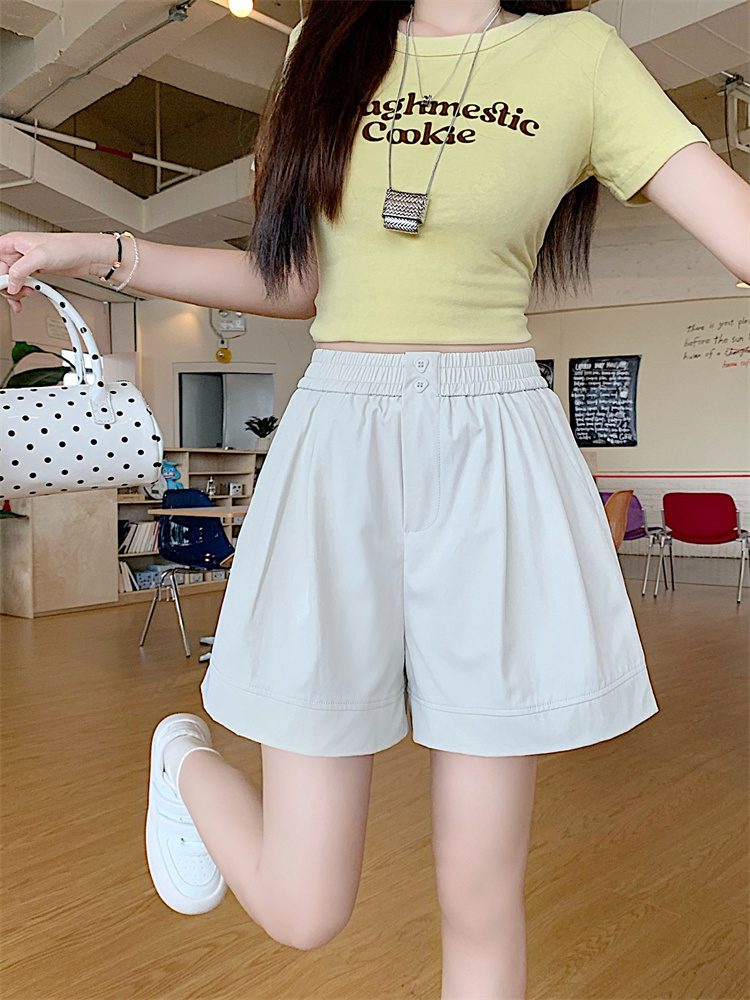 Elastic waist summer wide leg pants A-line shorts