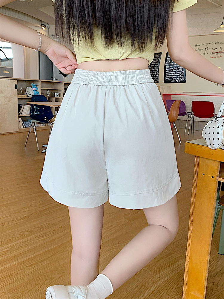 Elastic waist summer wide leg pants A-line shorts
