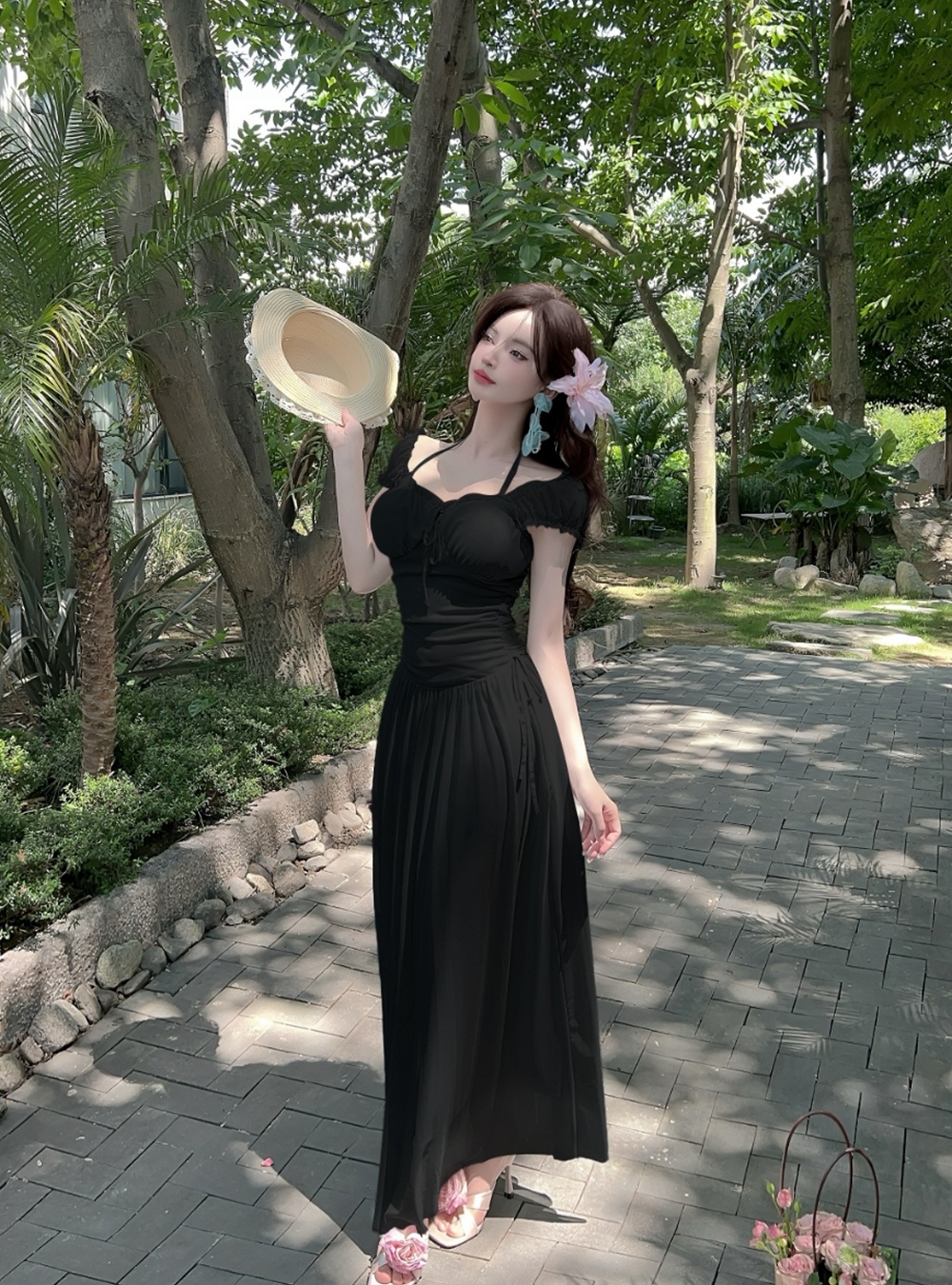 Summer halter dress vacation long dress for women