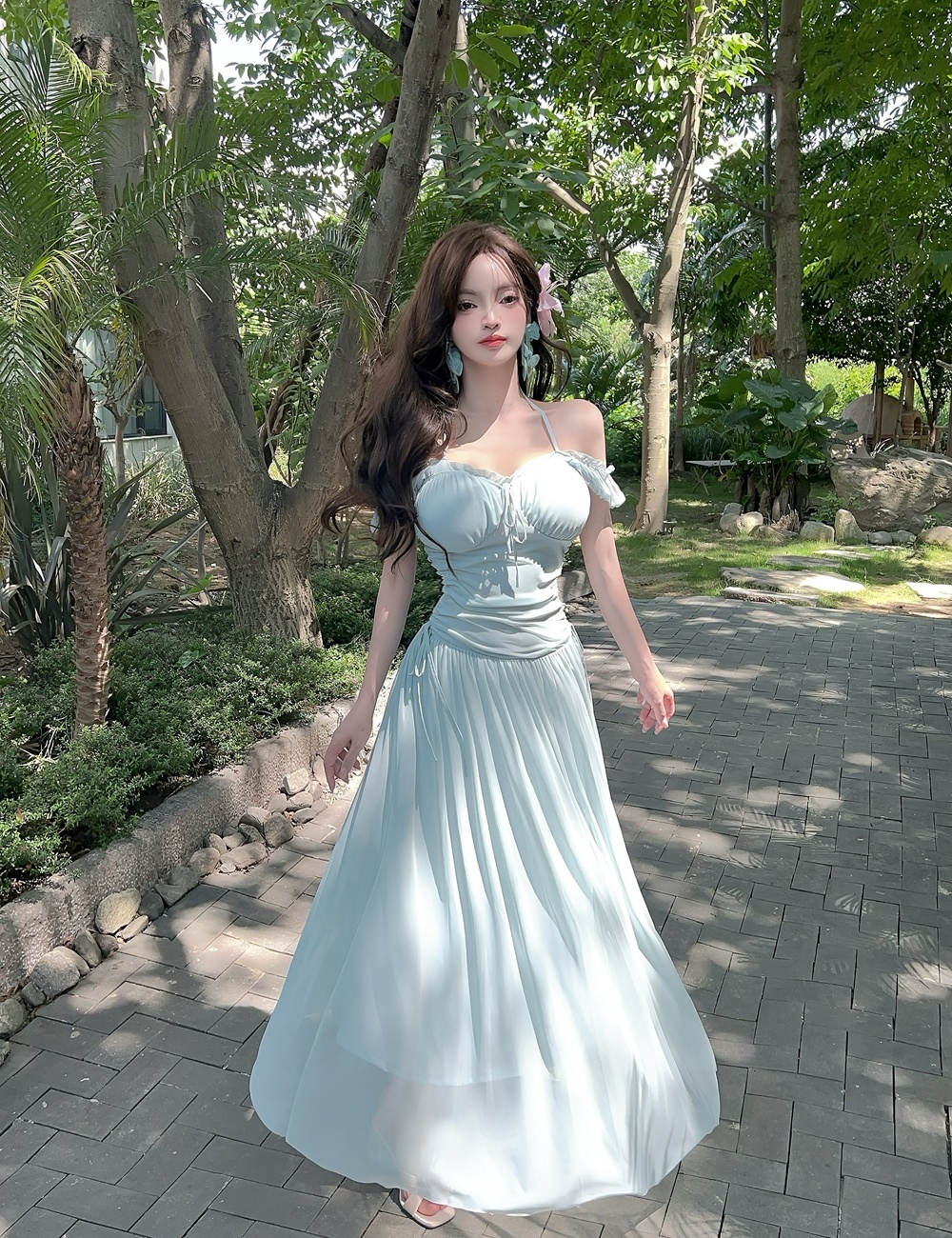 Summer halter dress vacation long dress for women