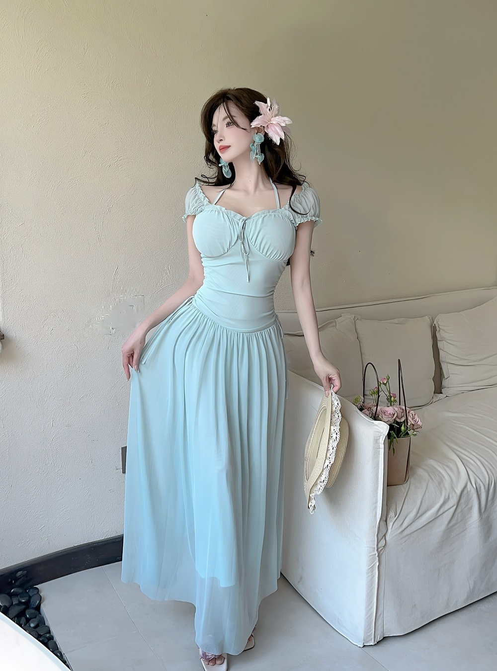 Summer halter dress vacation long dress for women