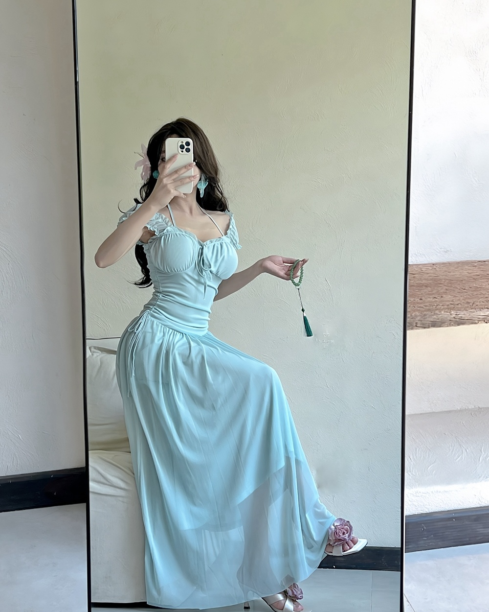 Summer halter dress vacation long dress for women