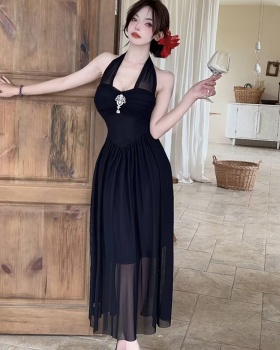 Long France style dress halter niche formal dress