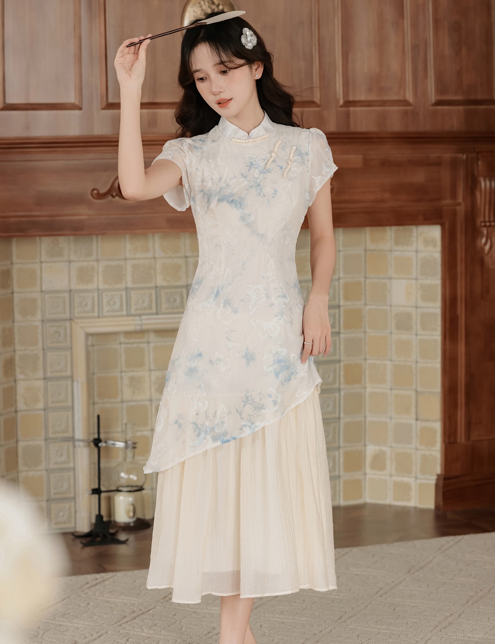Blooming Chinese style dress summer ink cheongsam
