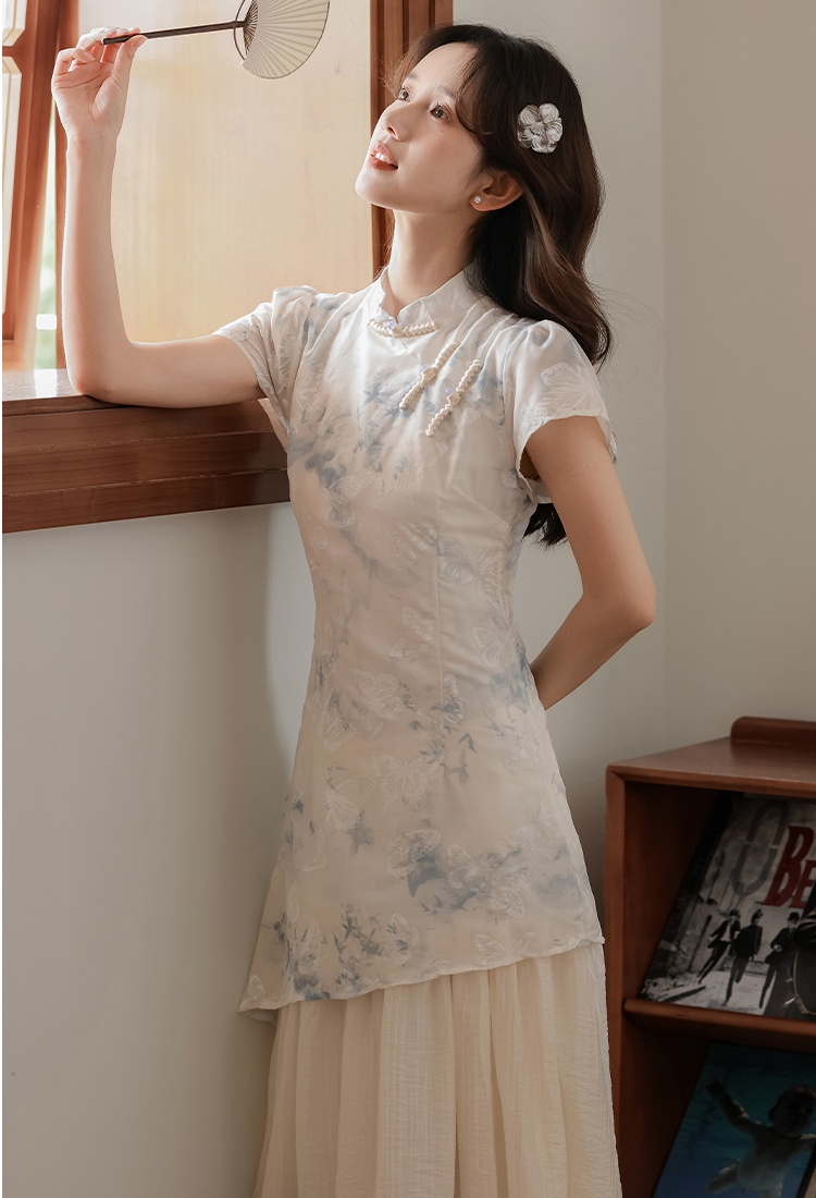 Blooming Chinese style dress summer ink cheongsam