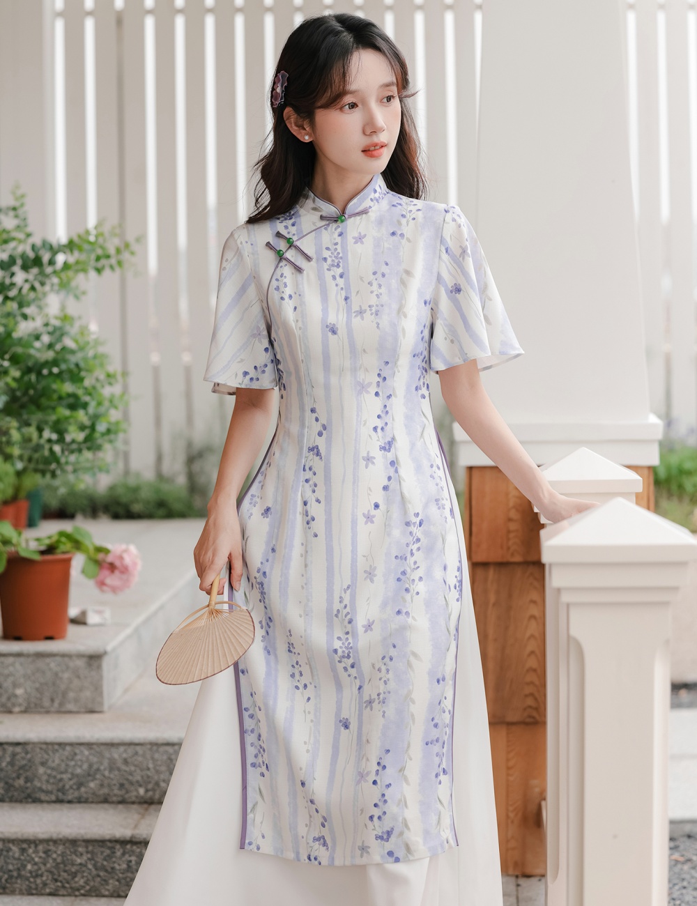 Purple maiden dress Chinese style cheongsam